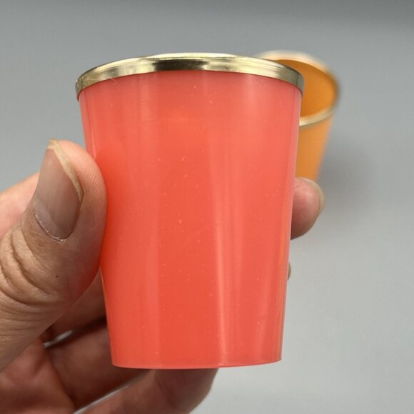 15 MCM Glasses Plastic Shot Mini Dessert KIH Vtg Hong Kong Multicolor Gold Band - Picture 10 of 16